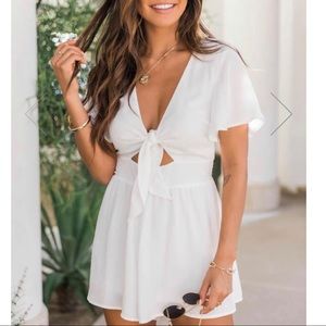 Love for a Lifetime White Tie Romper